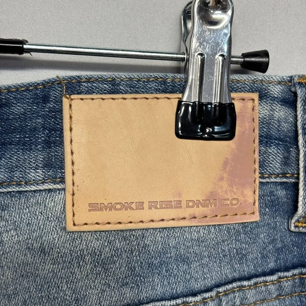 Smoke Rise Men Slim Distressed Jeans Size 38x32 Blue Denim C132 -27